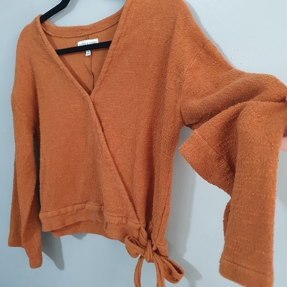 MADEWELL Texture & Tread Blouse Faux-Wrap Burnt Orange Women's Size M - Picture 3 of 8
